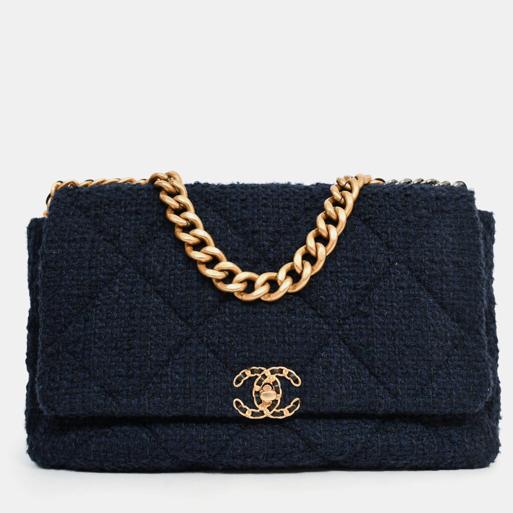 Chanel 2020 Navy Tweed Large Chanel 19 Shoulder Bag Chanel 2020 Navy Tweed Large Chanel 19 Shoulder Bag