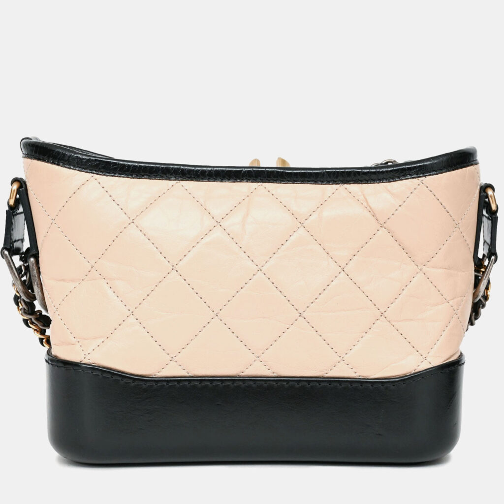 Chanel 2017-18 Beige/Black Leather Small Gabrielle Chain Bag Chanel 2017-18 Beige/Black Leather Small Gabrielle Chain Bag