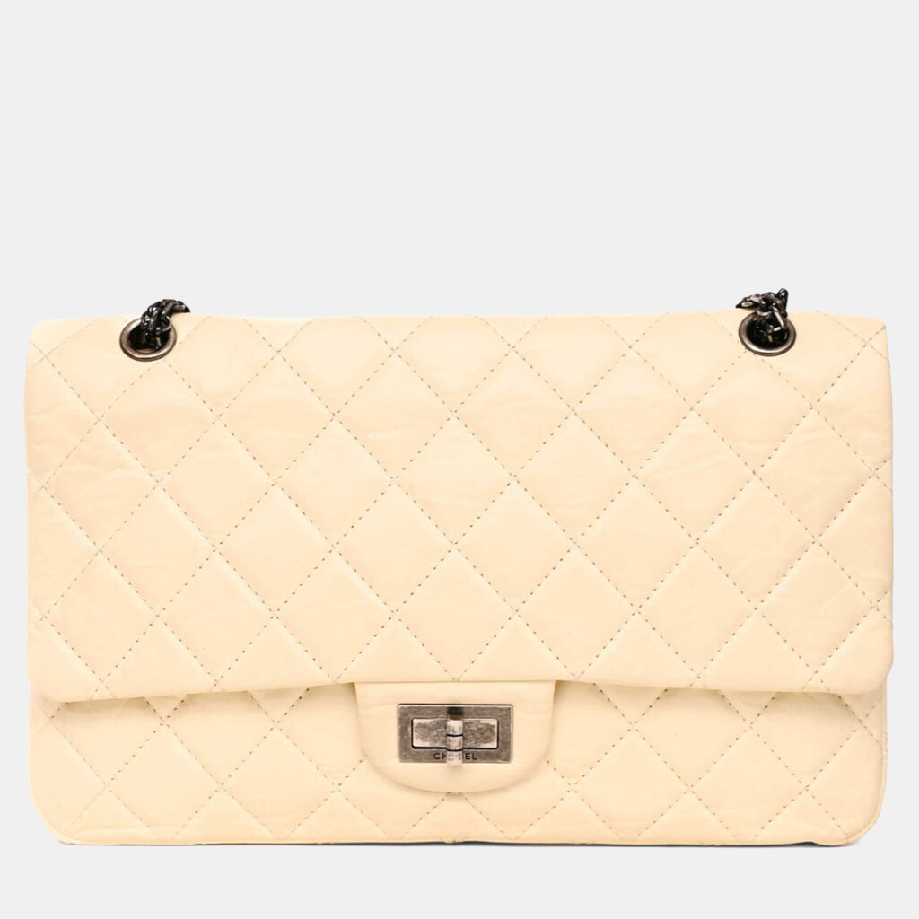 Chanel 2012 White Aged Calfskin Leather 2.55 Reissue 227 Flap Bag Chanel 2012 White Aged Calfskin Leather 2.55 Reissue 227 Flap Bag