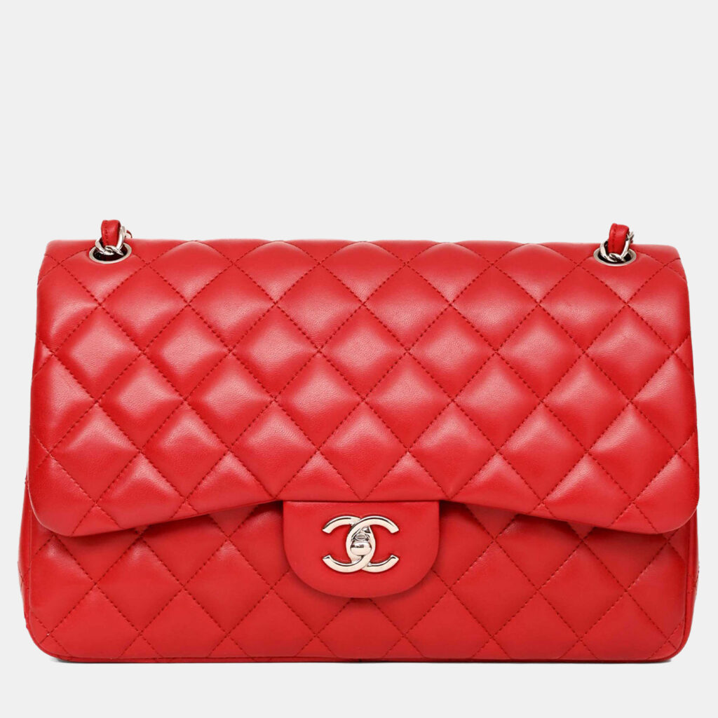 Chanel 2012-13 Red Lambskin Leather Classic Large Double Flap Chanel 2012-13 Red Lambskin Leather Classic Large Double Flap