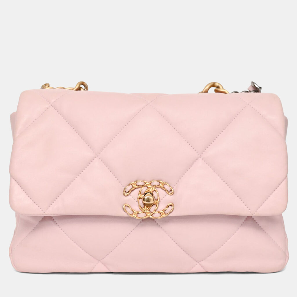 Chanel 2021 Light Pink Lambskin Leather Large 19 Chain Bag