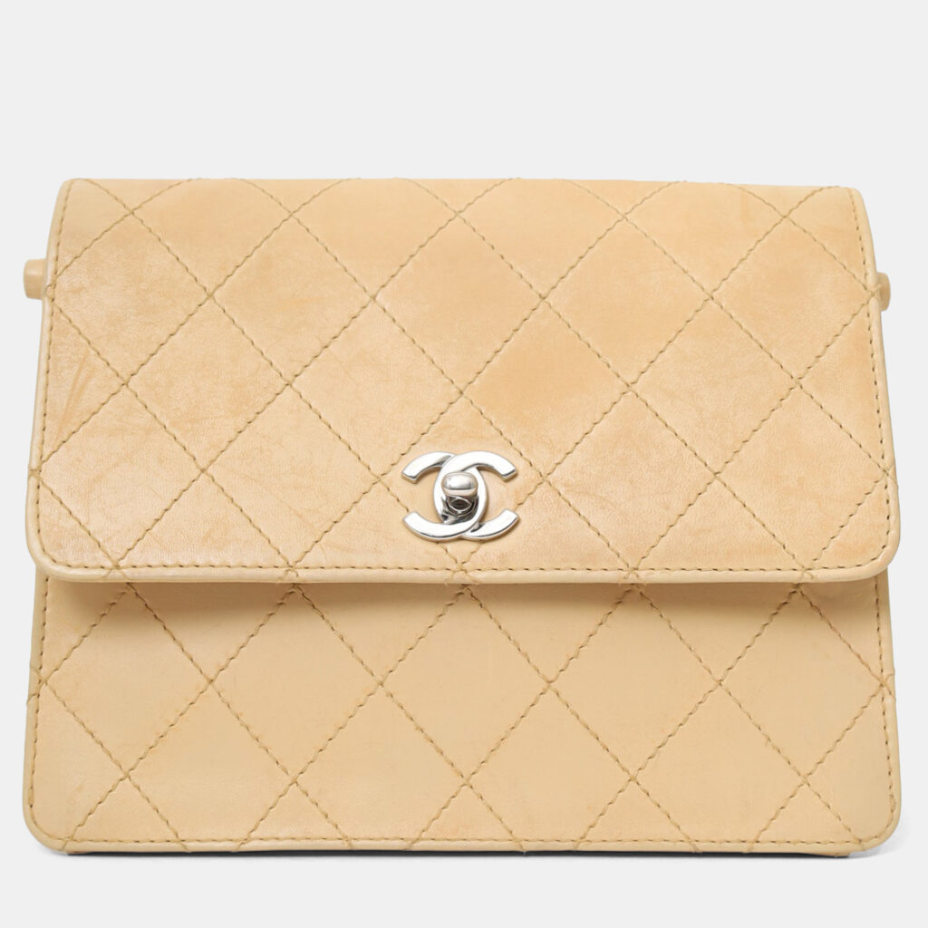 Chanel Beige Quilted CC Shoulder Bag Chanel Beige Quilted CC Shoulder Bag