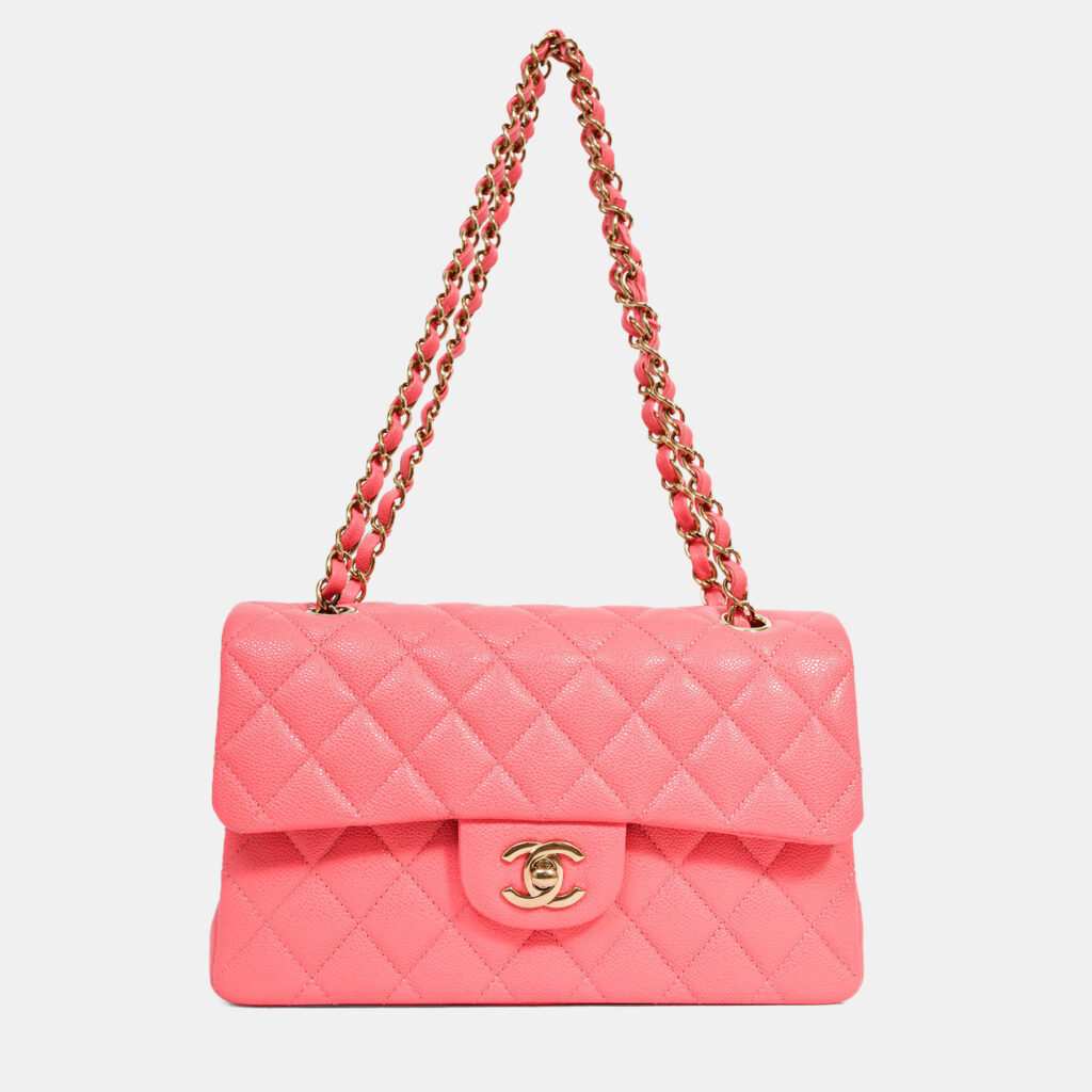Chanel 2025 Hot Pink Caviar Small Double Flap Shoulder Bag Chanel 2025 Hot Pink Caviar Small Double Flap Shoulder Bag