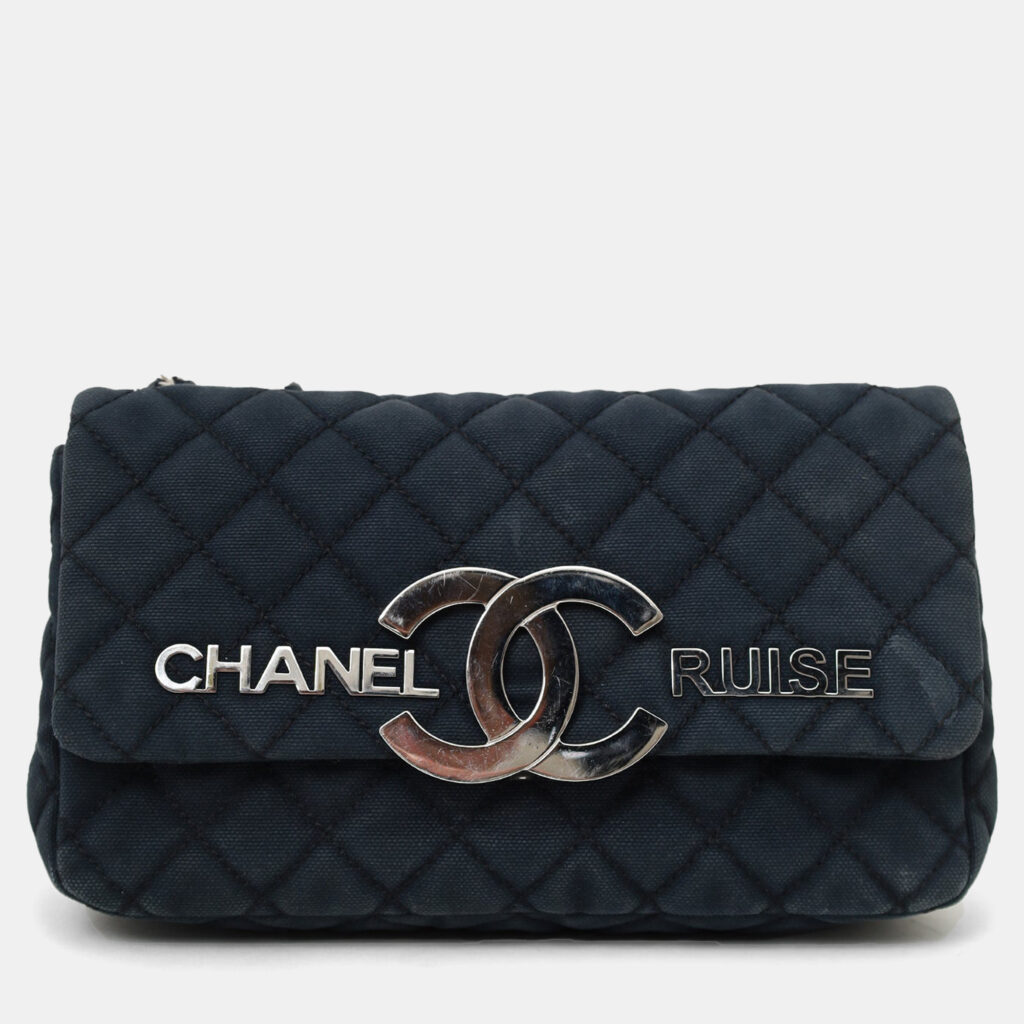 Chanel 2008/2009 Navy Canvas CC Cruise Shoulder Bag Chanel 2008/2009 Navy Canvas CC Cruise Shoulder Bag
