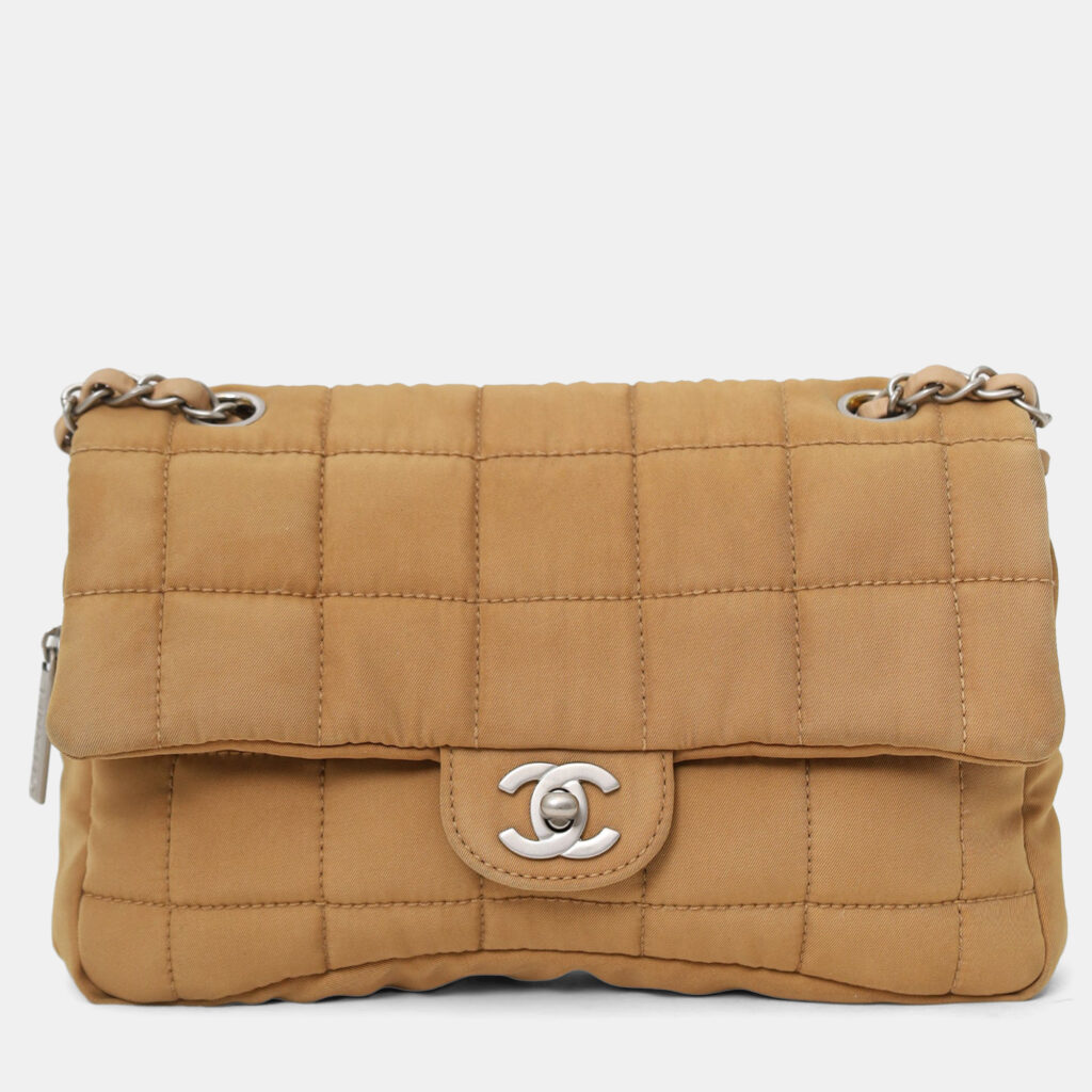 Chanel Brown Chocolate Bar Turn Lock Shoulder Bag Chanel Brown Chocolate Bar Turn Lock Shoulder Bag