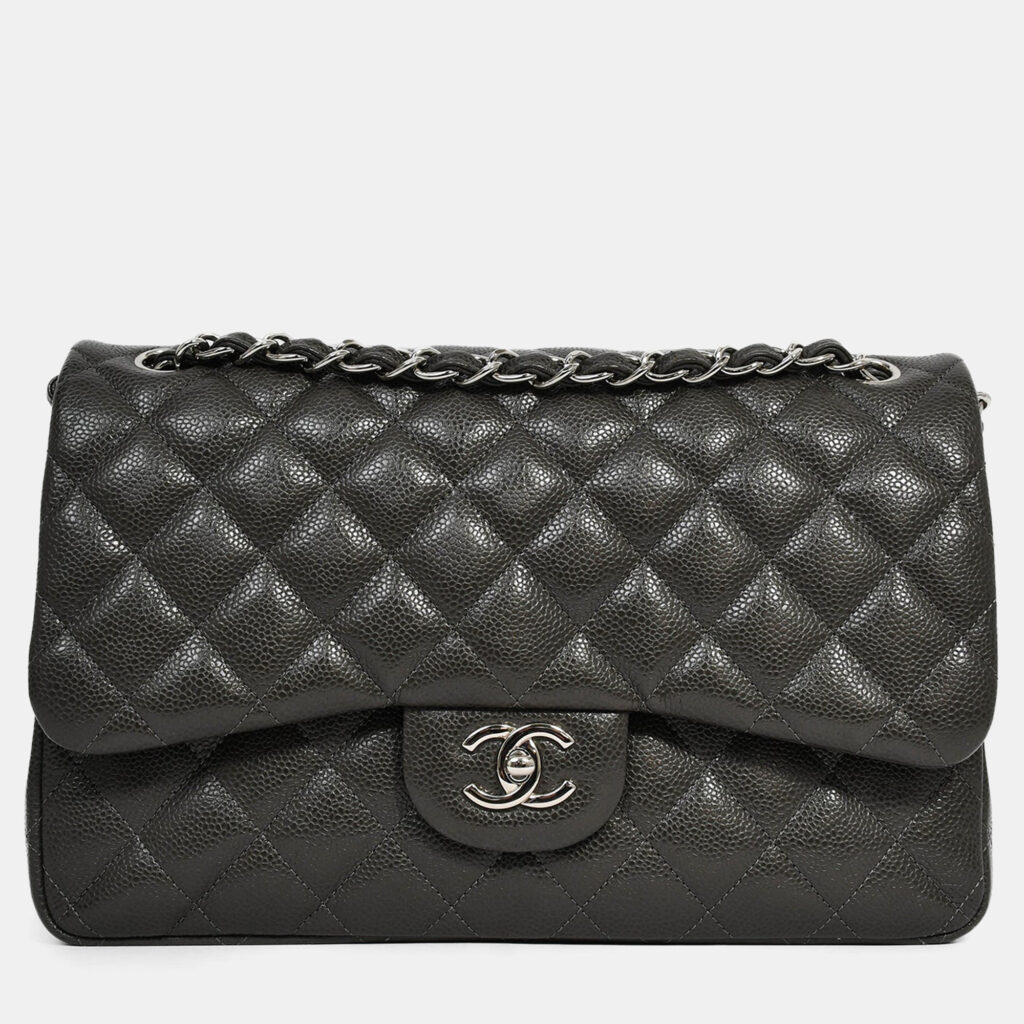 Chanel 2012 Grey Caviar Leather Jumbo Double Flap Chanel 2012 Grey Caviar Leather Jumbo Double Flap