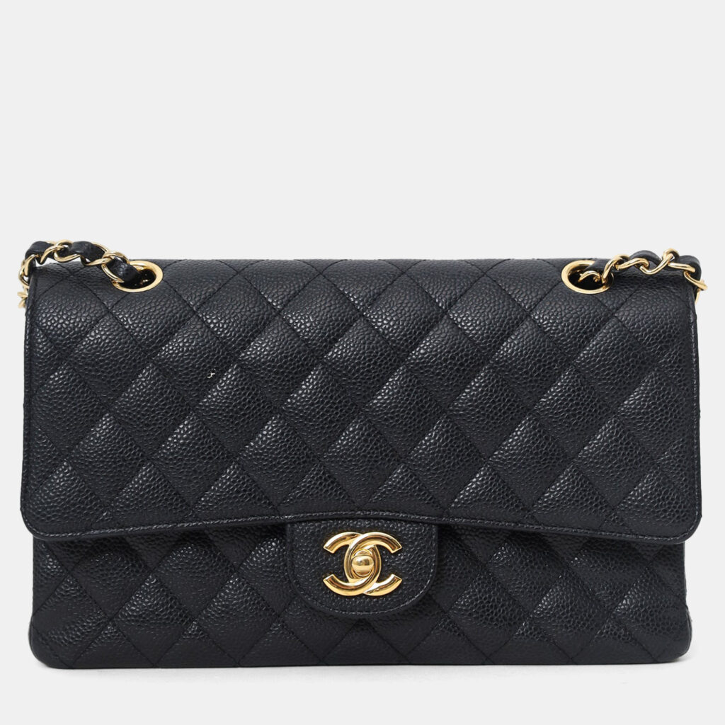 luxury-women-chanel-used-handbags-p1248049-002-1.jpg Chanel 2011 Black Caviar Leather Medium Double Flap With Gold-Tone Hardware