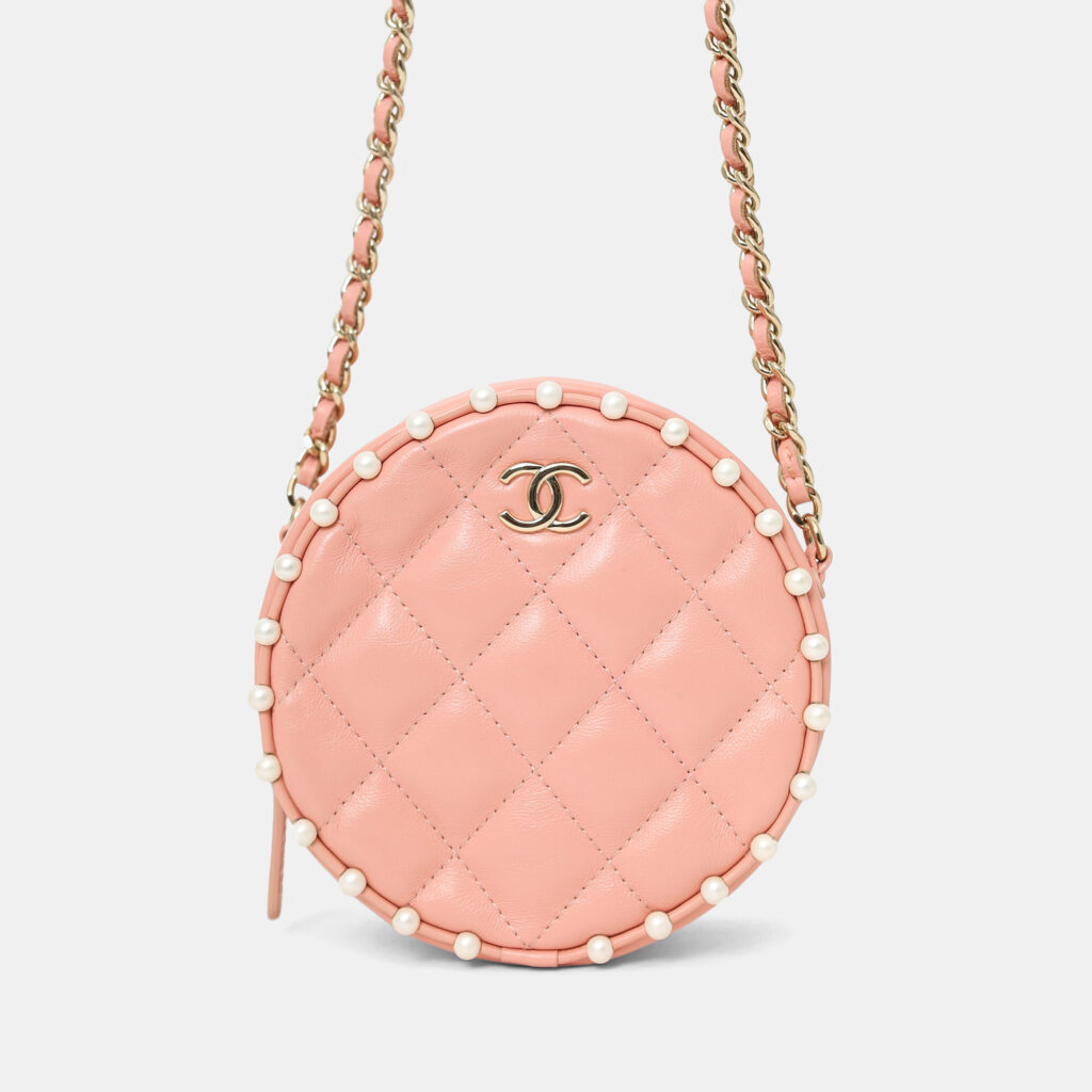 Chanel 2019-20 Pink Pearl Round Crossbody Bag Chanel 2019-20 Pink Pearl Round Crossbody Bag