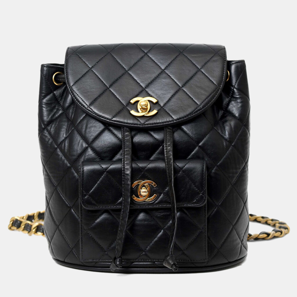 luxury-women-chanel-used-handbags-p1248057-006-1.jpg Chanel 1994-96 Black Leather Quilted Mini Duma Backpack