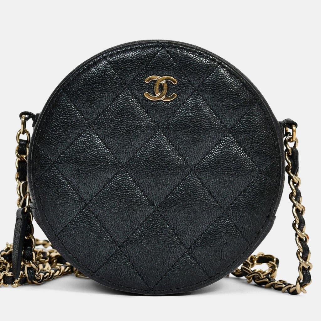 luxury-women-chanel-used-handbags-p1248059-005-1.jpg Chanel 2018/19 Iridescent Black Caviar Round Crossbody