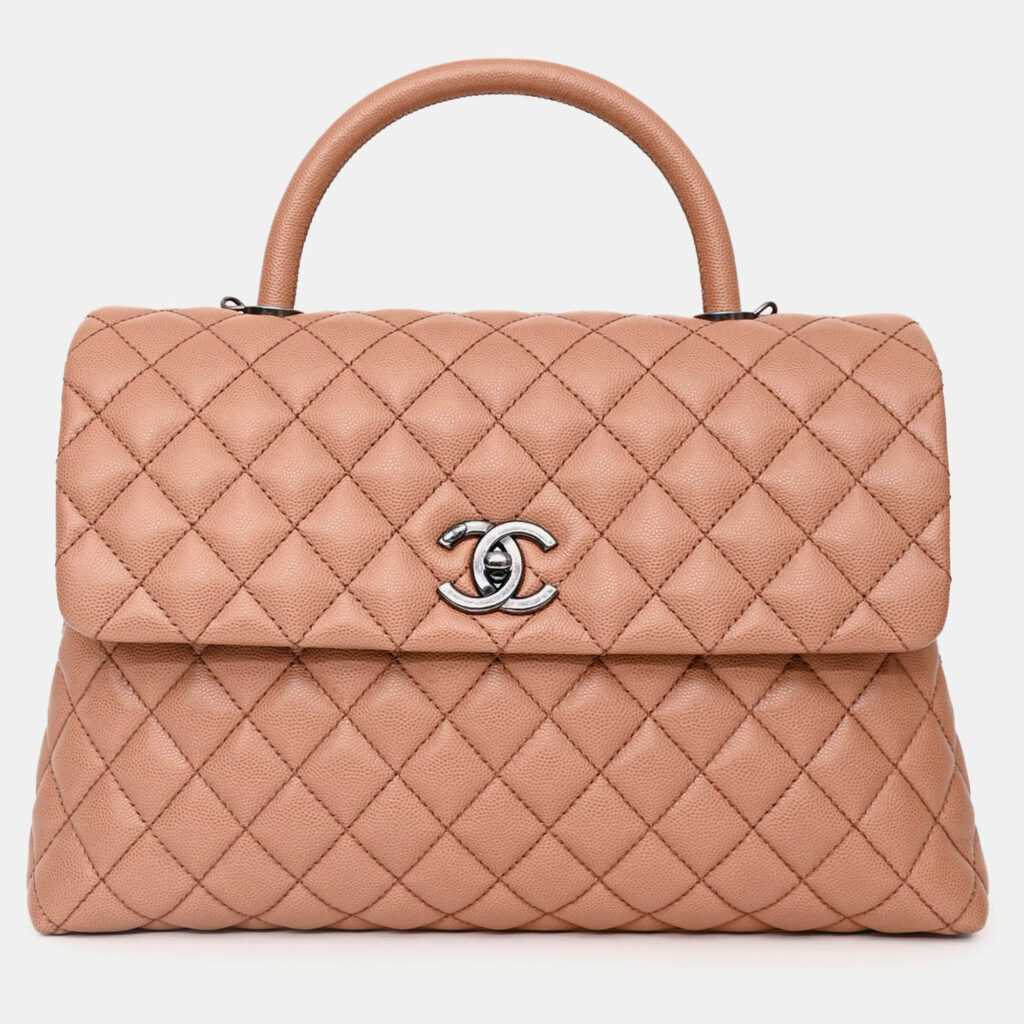 Chanel 2016-2017 Brown Caviar Leather Large Coco Top Handle with Strap Chanel 2016-2017 Brown Caviar Leather Large Coco Top Handle with Strap