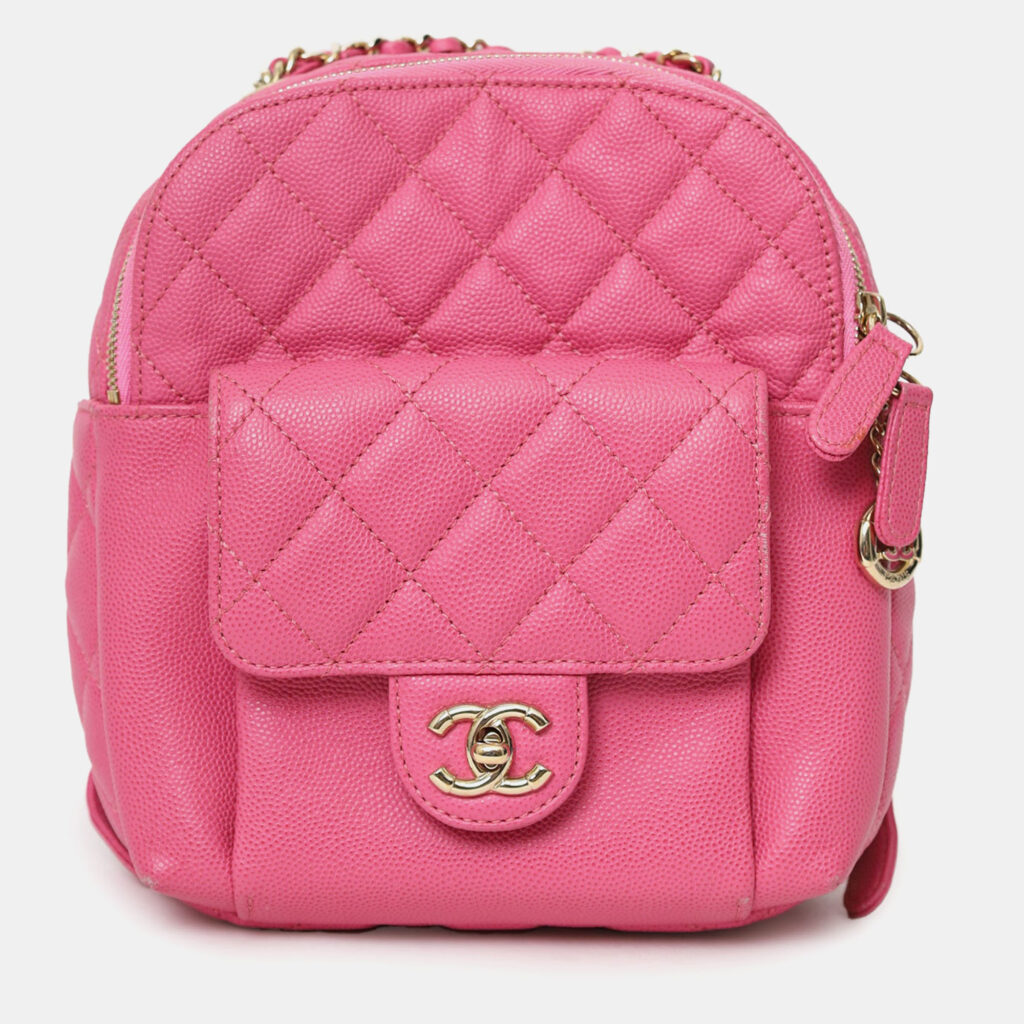 Chanel 2019 Hot Pink Caviar Leather Mini Chain Backpack