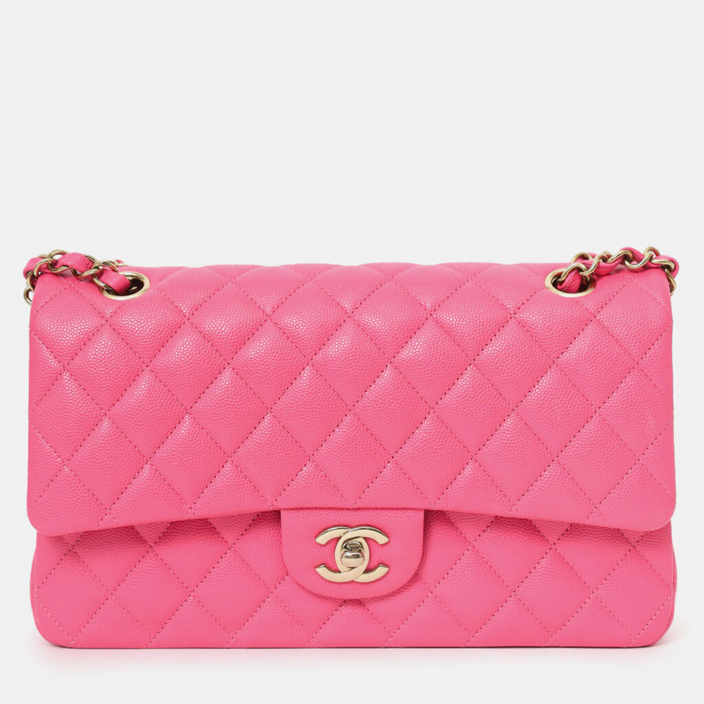 Chanel Pink Caviar Leather Medium Classic Double Flap Shoulder Bag