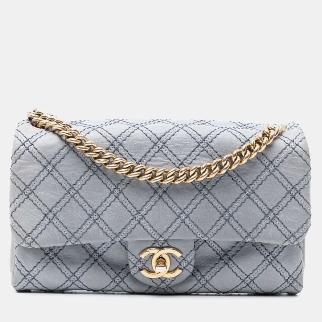 luxury-women-chanel-used-handbags-p1248236-006.jpg Chanel Blue Chanel Medium Quilted Calfskin Triple Stitched Flap