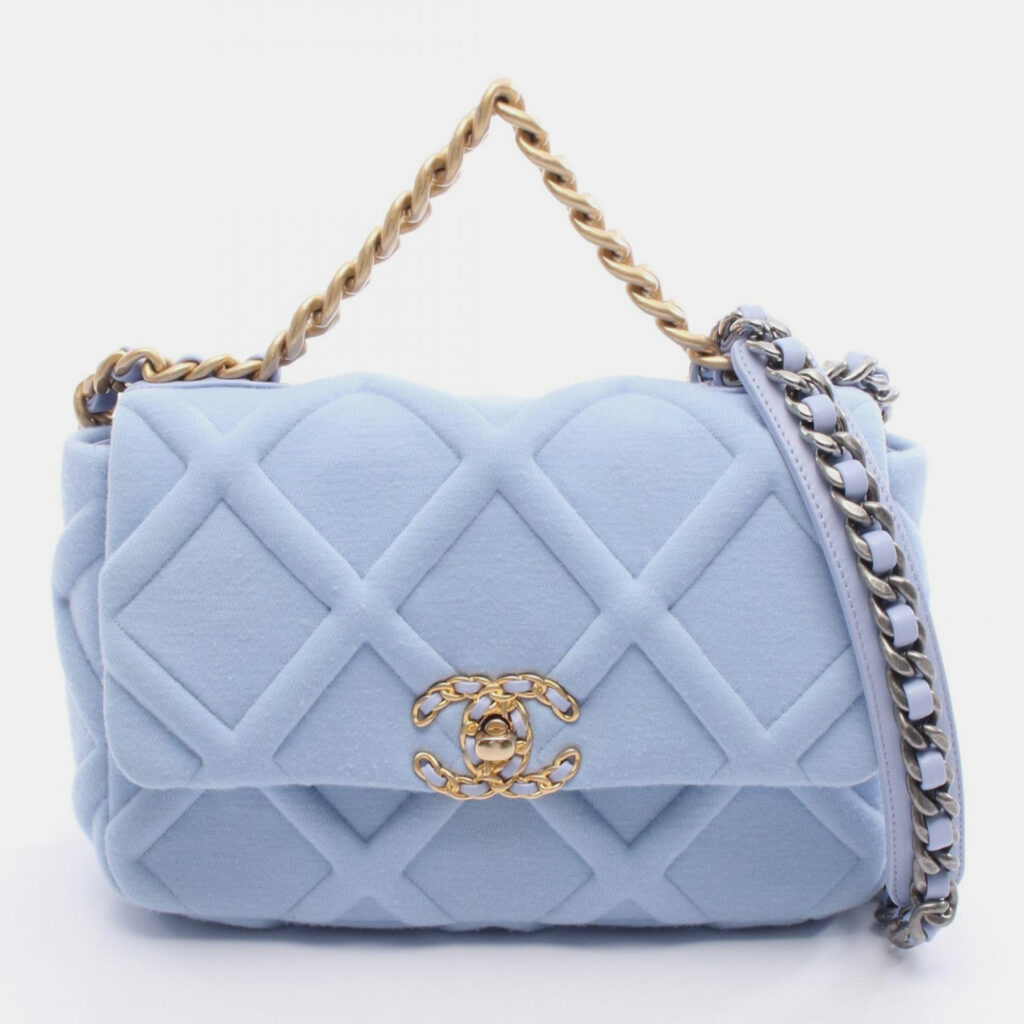 Chanel 19 Blue Quilted Jersey Shoulder Bag