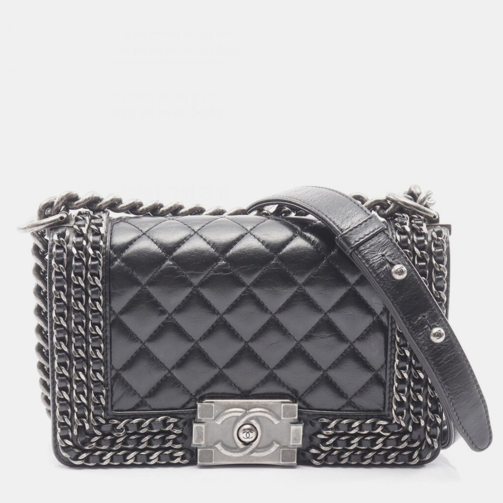 Chanel Boy Small Black Leather Shoulder Bag Chanel Boy Small Black Leather Shoulder Bag