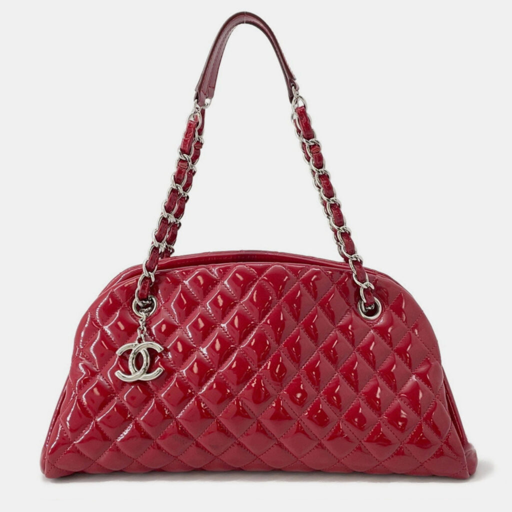 Chanel Mademoiselle Bowling Bag Patent Leather With Coco Mark Chain Shoulder Chanel Mademoiselle Bowling Bag Patent Leather With Coco Mark Chain Shoulder