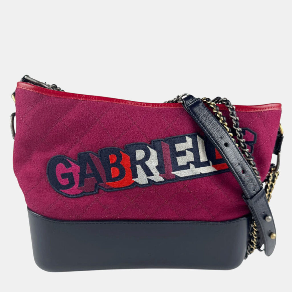 Chanel Gabrielle De Chanel Shoulder Bag Wool And Leather Bordeaux Navy Chanel Gabrielle De Chanel Shoulder Bag Wool And Leather Bordeaux Navy