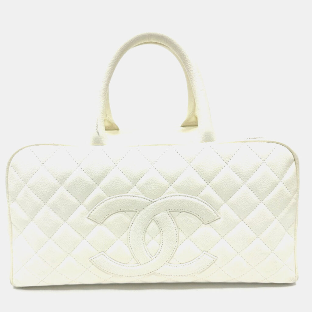 Chanel Cc Mark Quilted Matelasse Bag Hand Bag White