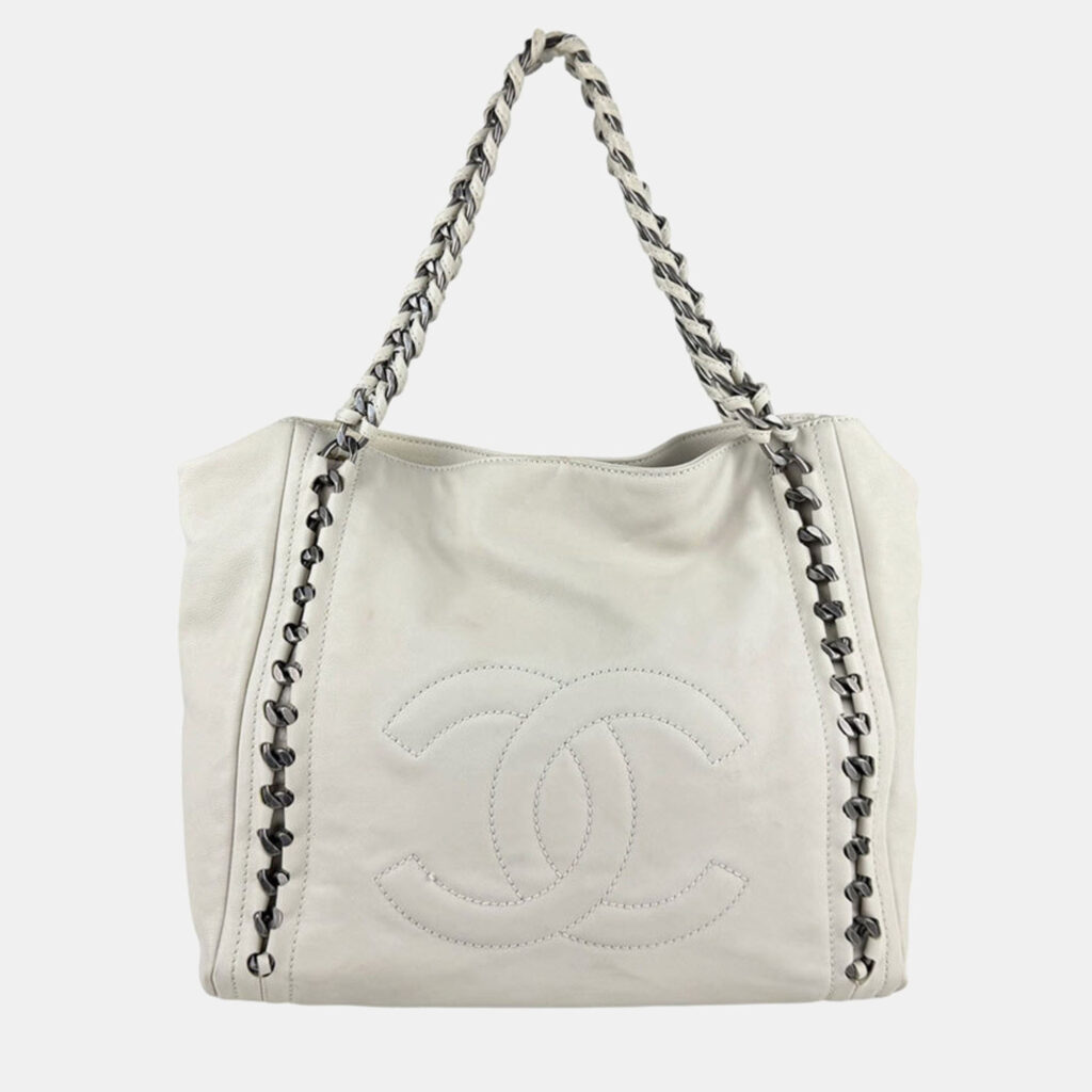 Chanel Shoulder Bag Leather Ivory Chanel Shoulder Bag Leather Ivory