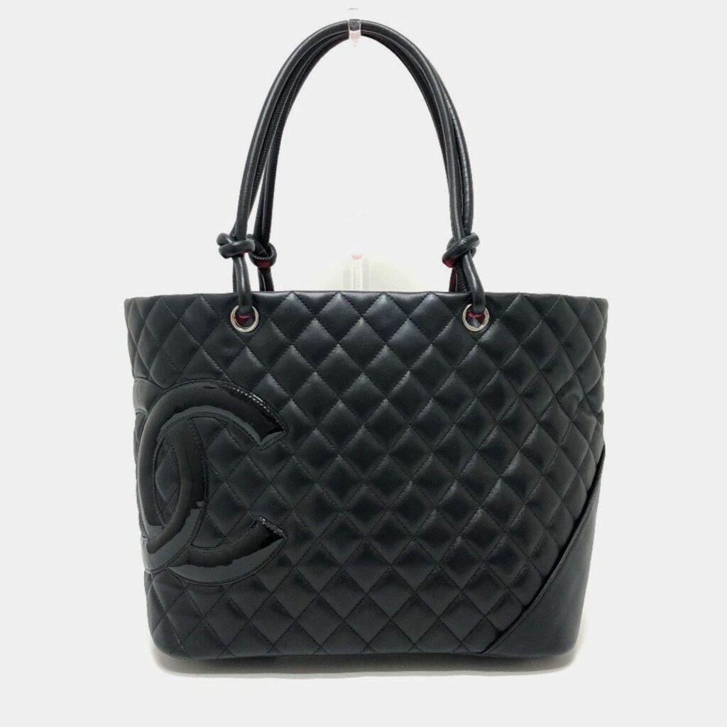 Chanel Matelasse Cambon Line Large Tote Bag Lambskin Black X Patent