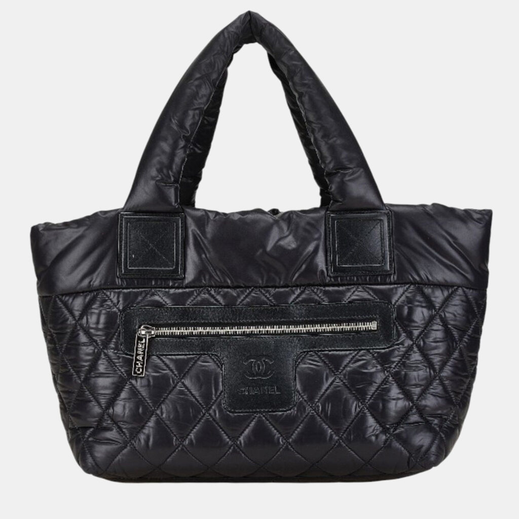Chanel Coco Mark Cocoon Pm Tote Bag Black Nylon Leather Chanel Coco Mark Cocoon Pm Tote Bag Black Nylon Leather