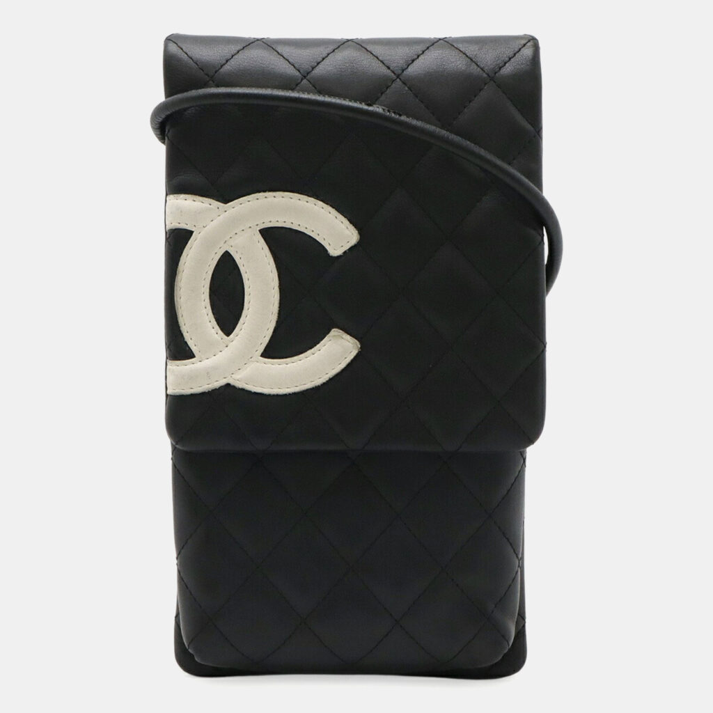Chanel Cambon Line Coco Mark Shoulder Bag/Pouch/Pochette In Black And White Calfskin Leather Chanel Cambon Line Coco Mark Shoulder Bag/Pouch/Pochette In Black And White Calfskin Leather