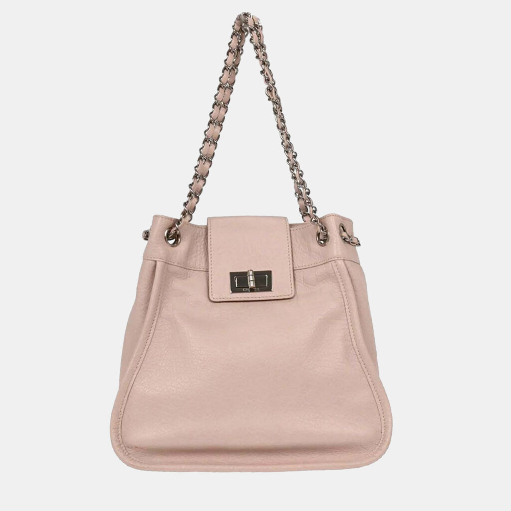 luxury-women-chanel-used-handbags-p1248760-008-1.jpg Chanel Light Pink Calfskin Mademoiselle Lock Shoulder Tote Bag