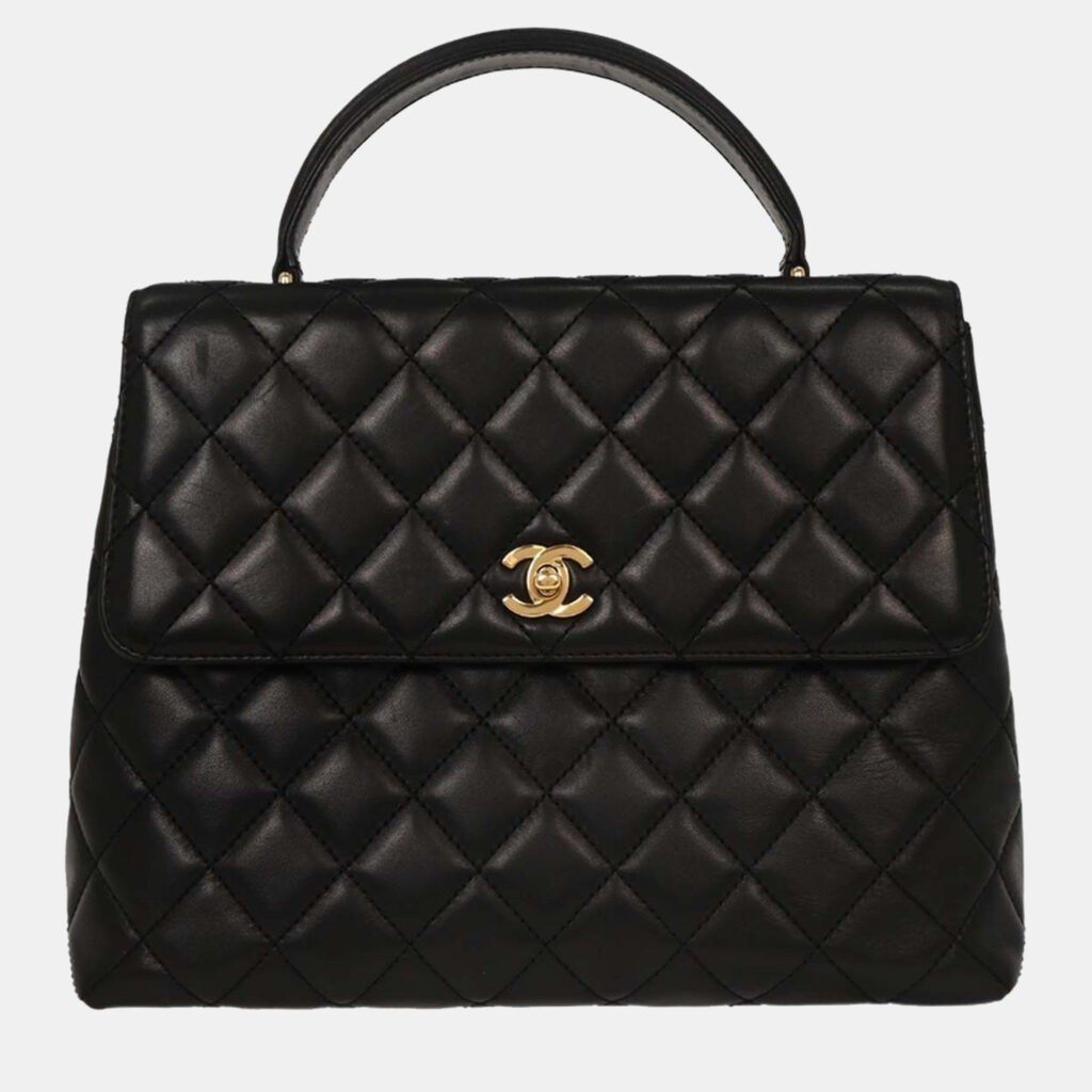 Chanel Black Lambskin Top Handle Handbag Chanel Black Lambskin Top Handle Handbag