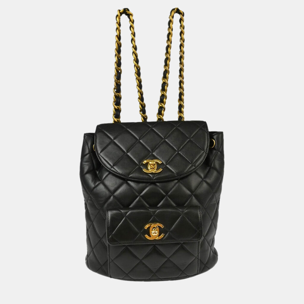 Chanel Black Lambskin Large Duma Backpack