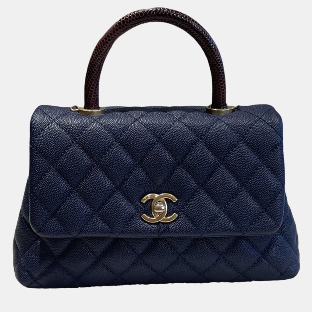 Chanel Coco Handle Small Blue Lizard Handle 24K Gold Hardware Chanel Coco Handle Small Blue Lizard Handle 24K Gold Hardware
