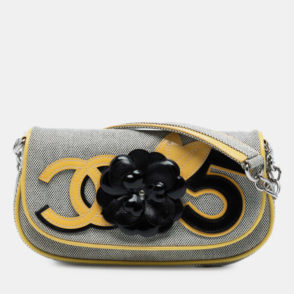 Chanel Yellow Canvas CC Camellia No. 5 Shoulder Bag Chanel Yellow Canvas CC Camellia No. 5 Shoulder Bag