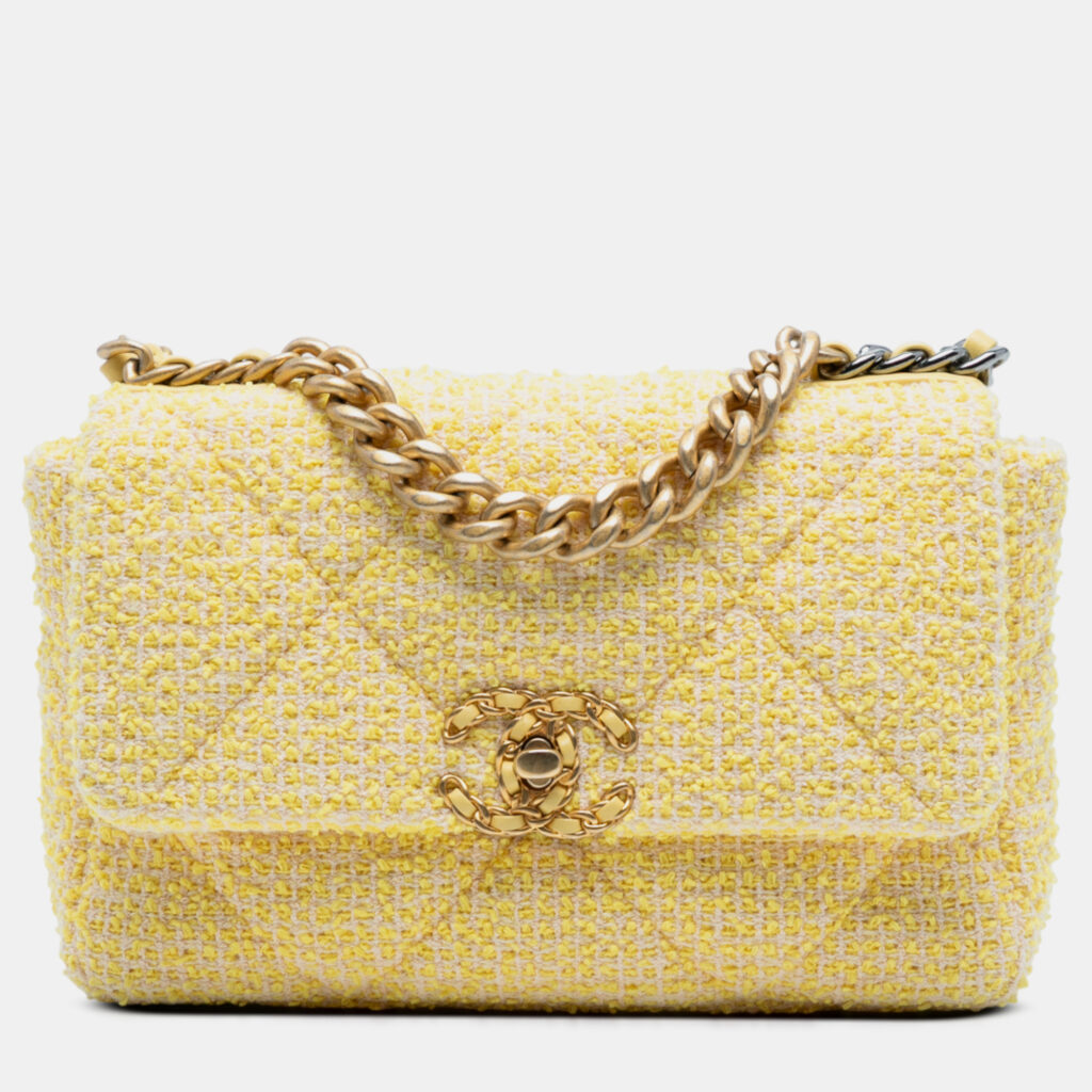 Chanel Yellow Medium Tweed 19 Flap Chanel Yellow Medium Tweed 19 Flap