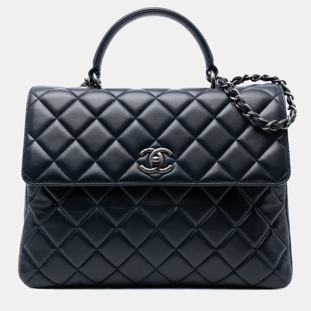 Chanel Blue Large Lambskin Trendy CC Top Handle Flap Chanel Blue Large Lambskin Trendy CC Top Handle Flap