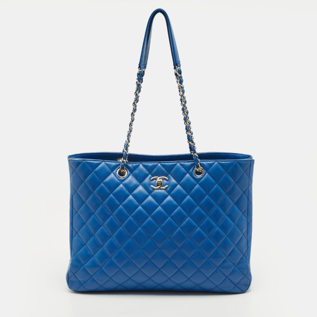 Chanel CC Classic Blue Quilted Leather Shopper Tote Chanel CC Classic Blue Quilted Leather Shopper Tote
