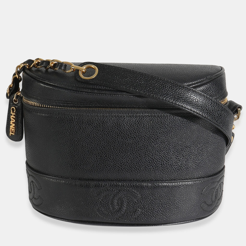 luxury-women-chanel-used-handbags-p1249712-007-1.jpg Chanel Vintage Black Caviar Triple CC Crossbody Handbag