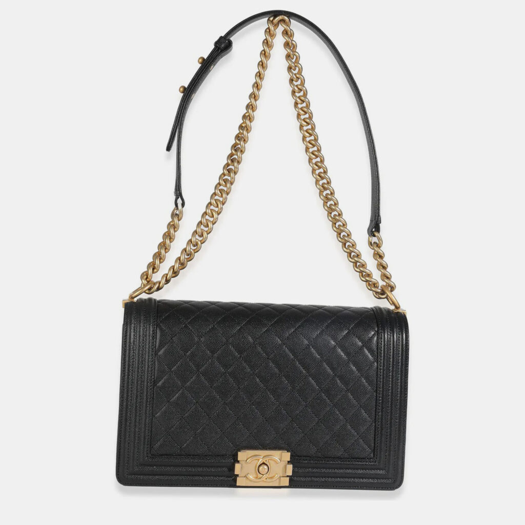 Chanel Black Quilted Caviar New Medium Boy HandBag Chanel Black Quilted Caviar New Medium Boy HandBag