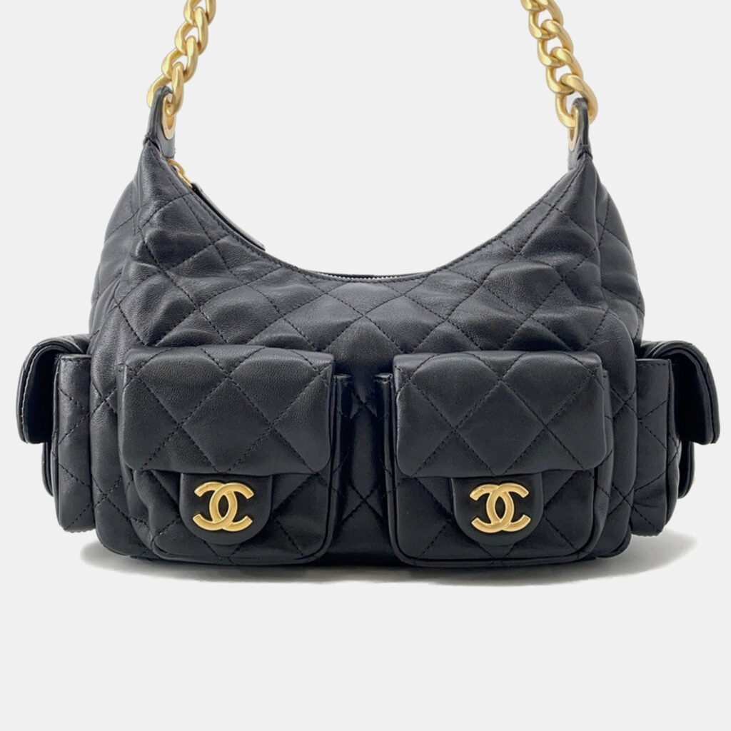 Chanel Maxi Hobo Bag Black Shiny Lambskin Chanel Maxi Hobo Bag Black Shiny Lambskin