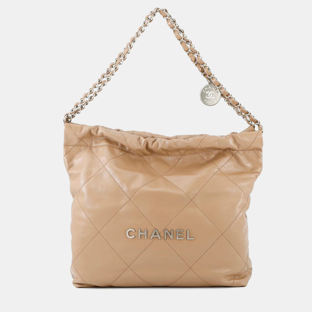 Chanel Chanel 22 Handbag Dark Beige Shiny Calf Leather Size Small Chanel Chanel 22 Handbag Dark Beige Shiny Calf Leather Size Small