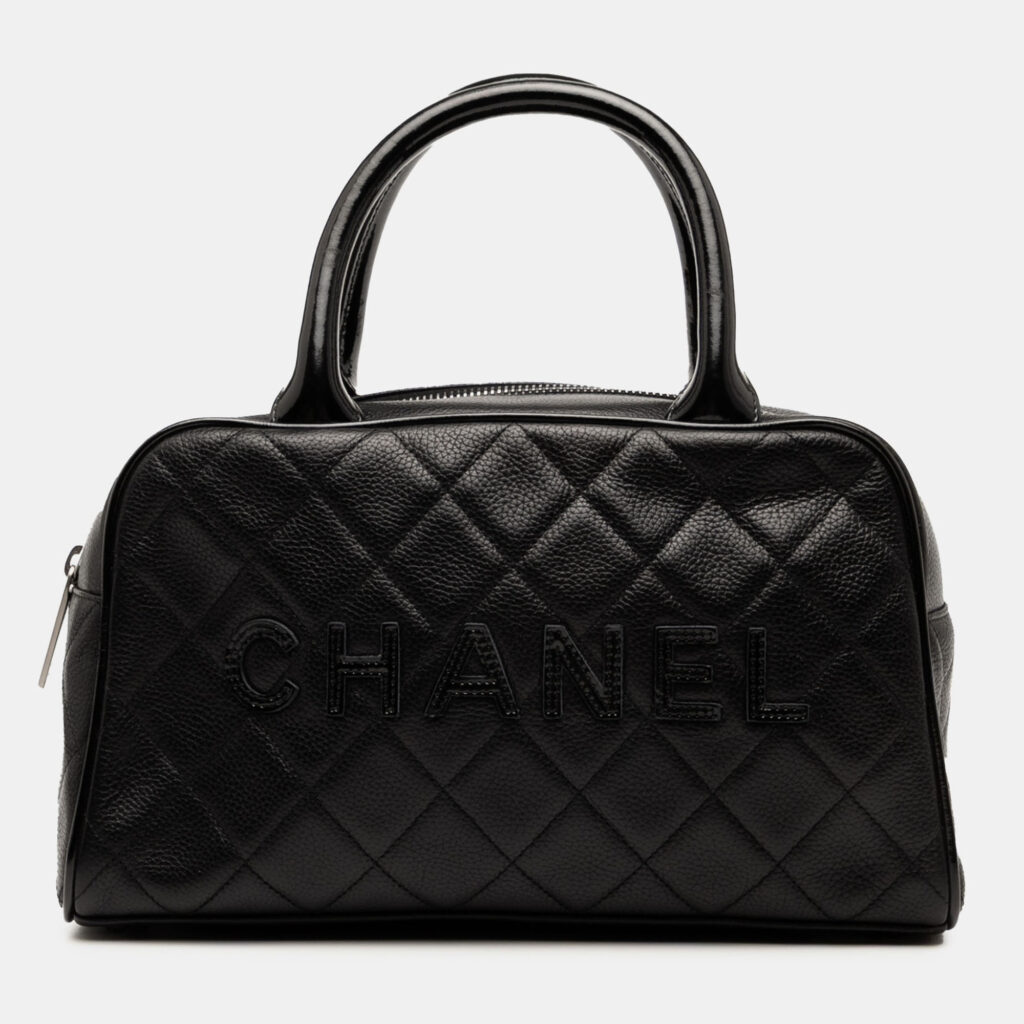 Chanel Black Quilted Calfskin Logo Bowler Bag Chanel Black Quilted Calfskin Logo Bowler Bag