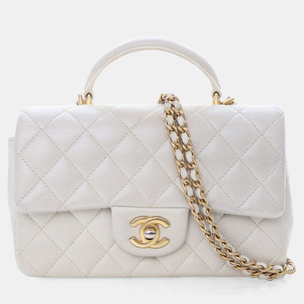 Chanel Mini Lambskin Rectangular Top Handle Classic Flap Bag