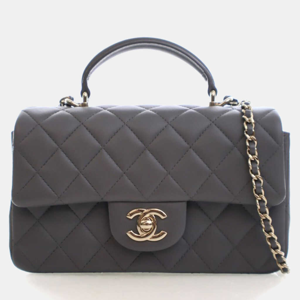 Chanel Mini Lambskin Rectangular Top Handle Classic Flap Bag