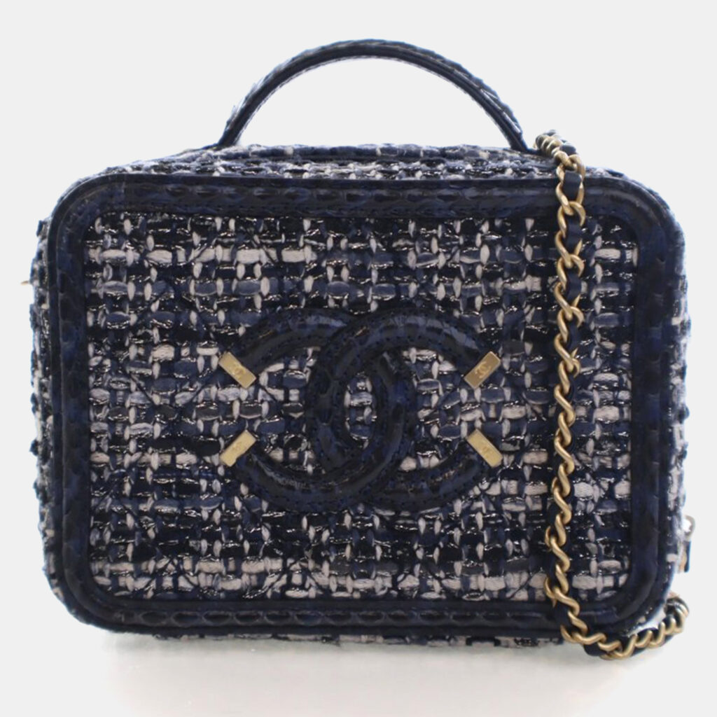Chanel Small Tweed Snakeskin Filigree Vanity Chanel Small Tweed Snakeskin Filigree Vanity