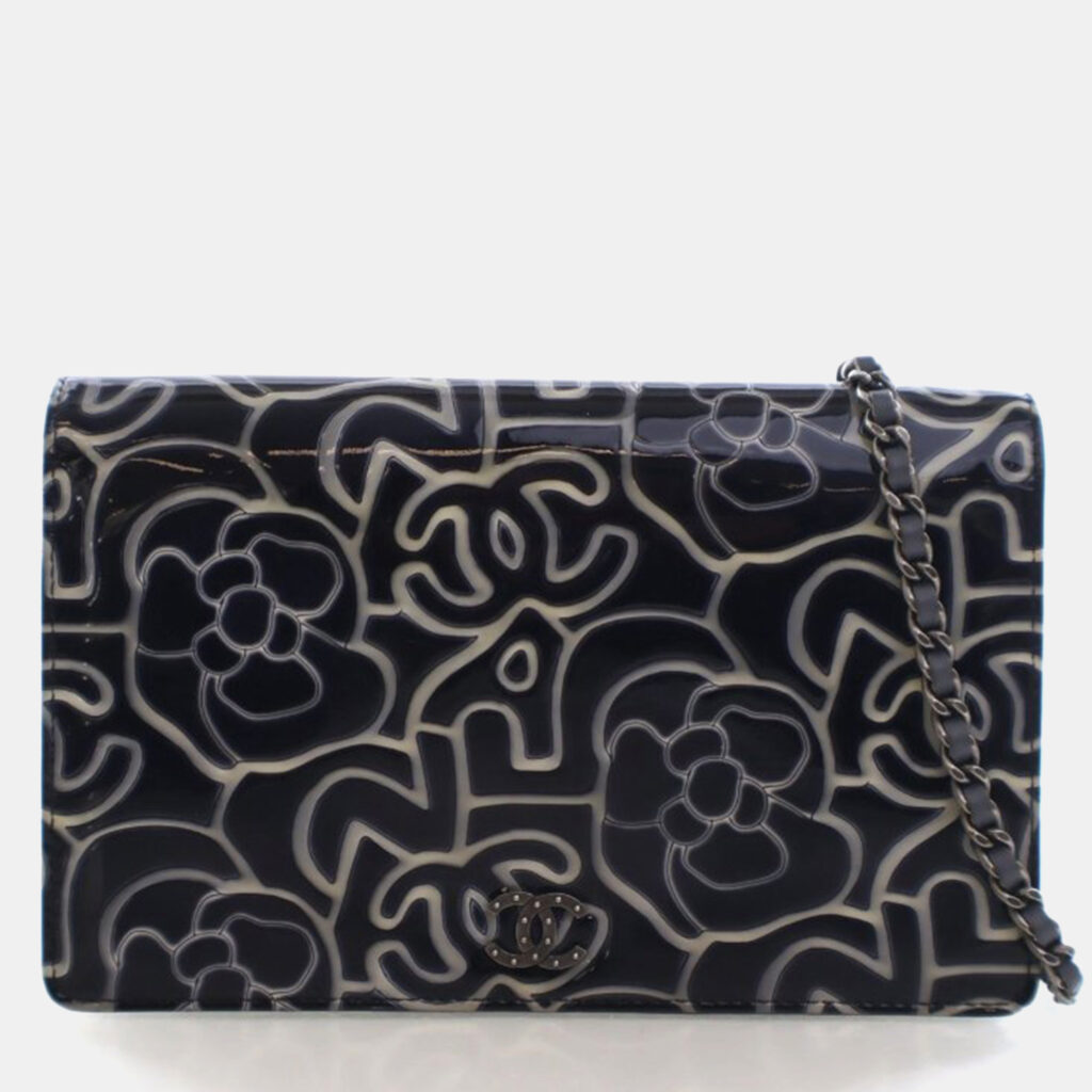 Chanel Patent Camellia Embossed Wallet On Chain Chanel Patent Camellia Embossed Wallet On Chain