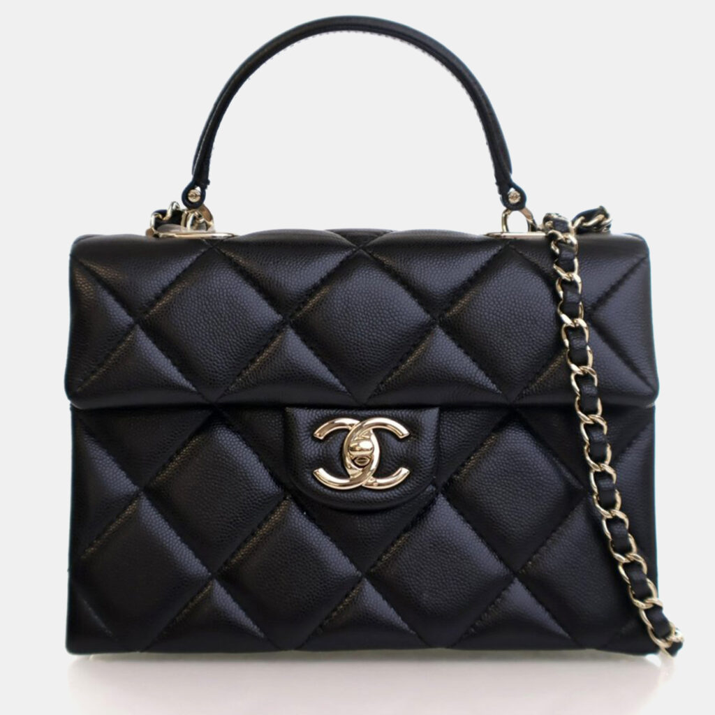 Chanel Mini Black Caviar Retro Twist Top Handle Bag Chanel Mini Black Caviar Retro Twist Top Handle Bag