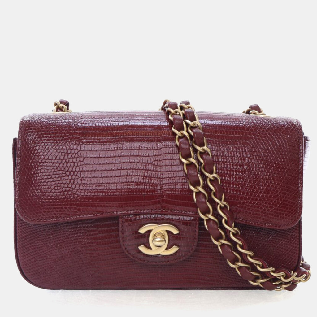 Chanel Mini Red Lizard Rectangular Classic Flap Bag Chanel Mini Red Lizard Rectangular Classic Flap Bag