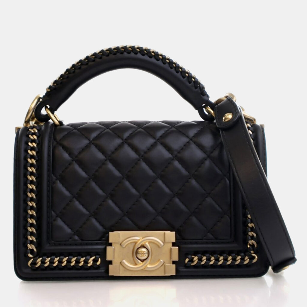 Chanel Small Black Calfskin Top Handle Boy Bag Chanel Small Black Calfskin Top Handle Boy Bag