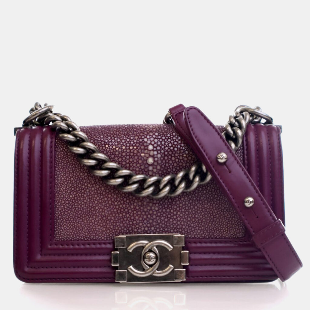 Chanel Small Purple Stingray Boy Bag