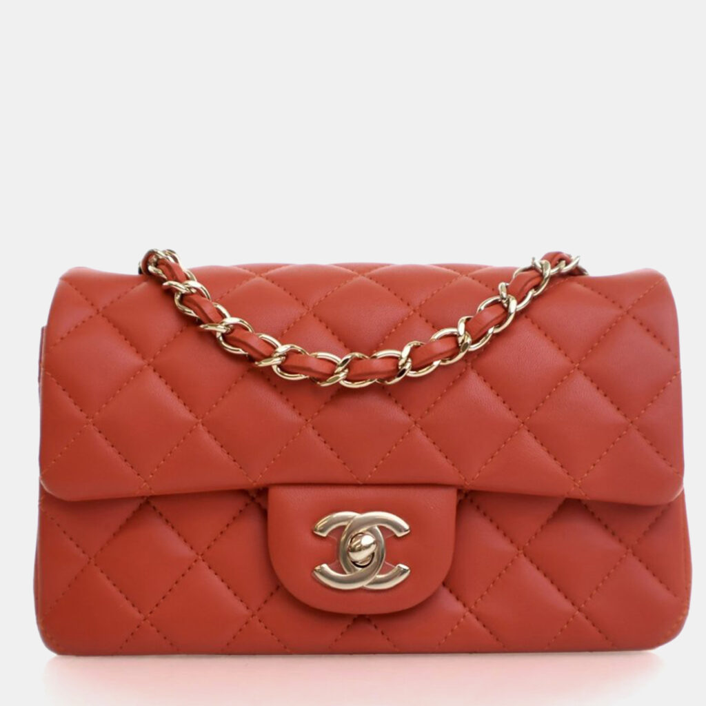 Chanel Mini Red Lambskin Rectangular Classic Flap Bag