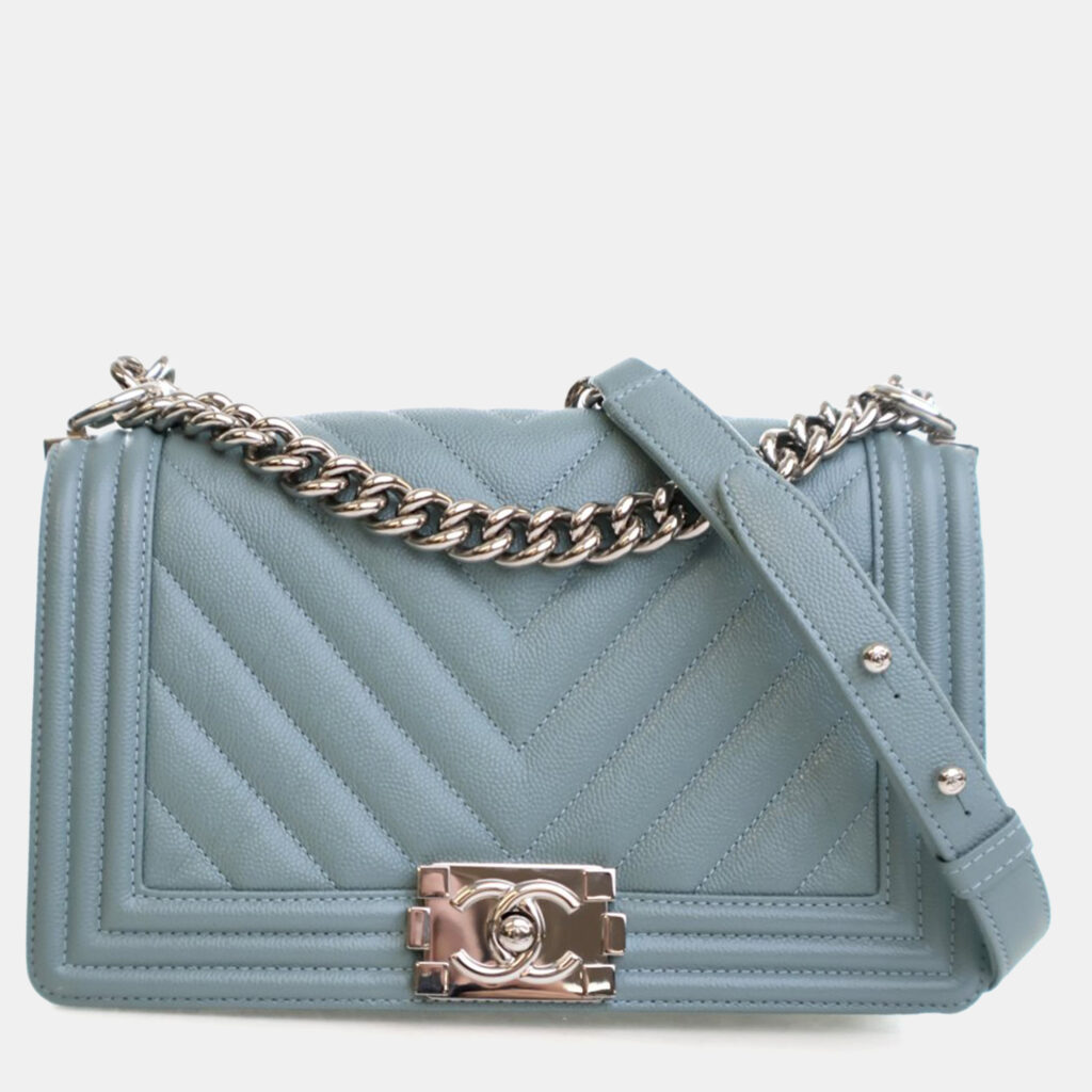Chanel Medium Blue Caviar Boy Bag